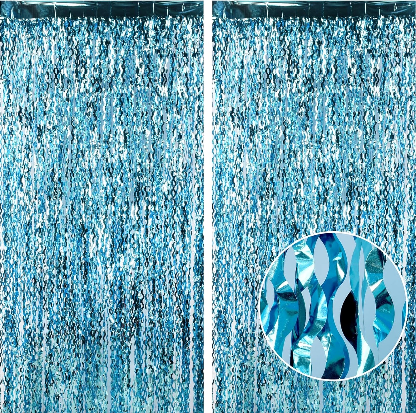 Wavy Blue Streamers Party Backdrop - GREATRIL Fringe Curtain for Pool Party/Birthdays/VBS/Beach/Under Sea - 3.2ft X 6.5ft - 2 Packs
