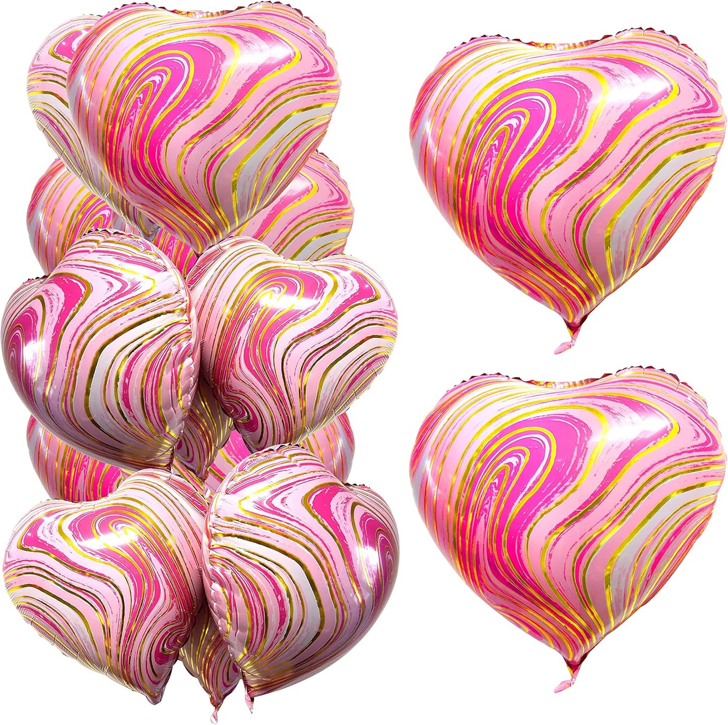 Jonhamwelbor 20Pcs 18 inch Marble Pink Foil Mylar Heart Shape Balloons Decorations Valentines Birthday Wedding Baby Shower Party (Marble Pink)