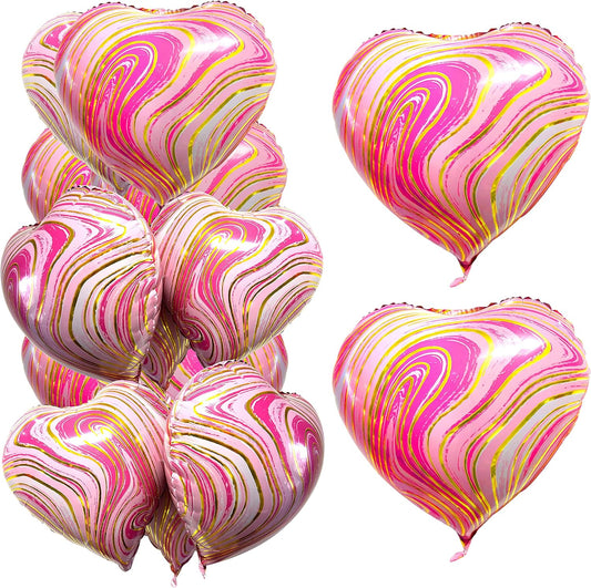 Jonhamwelbor 20Pcs 18 inch Marble Pink Foil Mylar Heart Shape Balloons Decorations Valentines Birthday Wedding Baby Shower Party (Marble Pink)